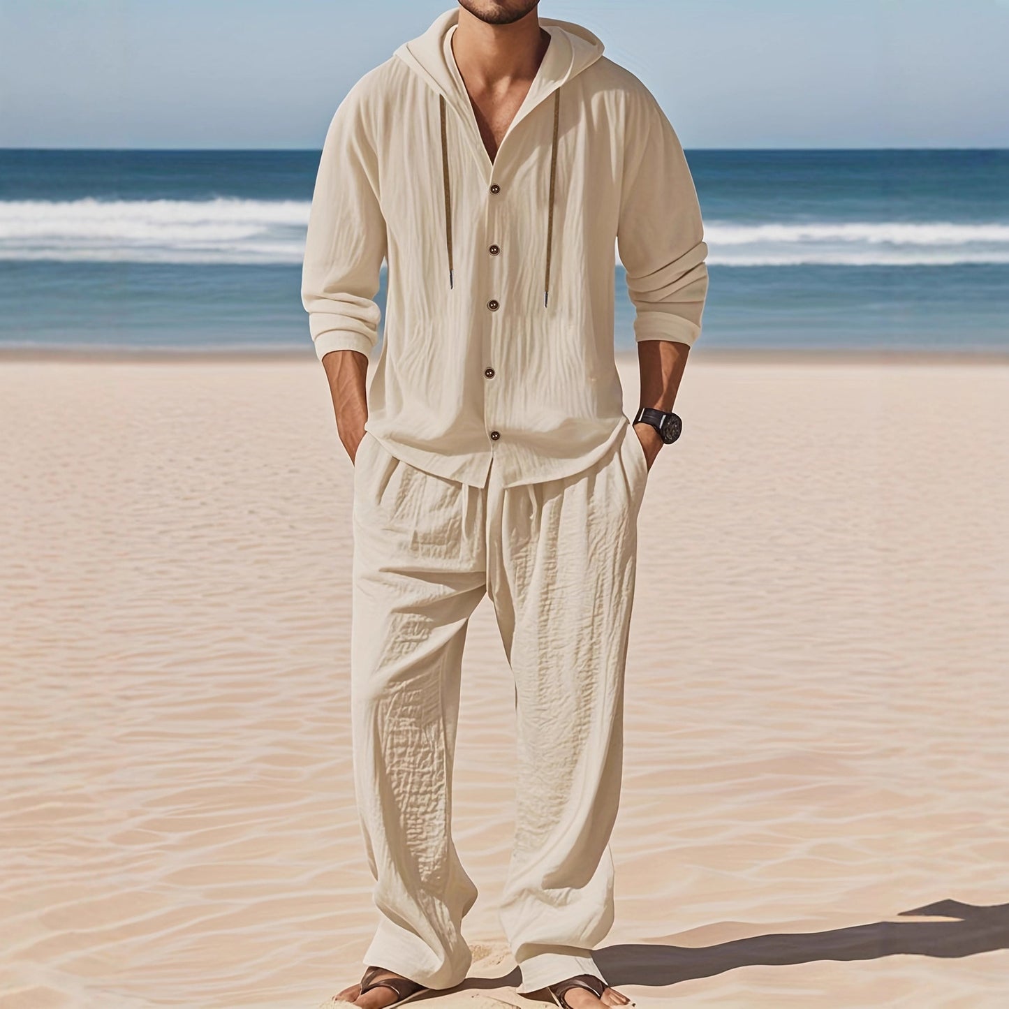 Completo Uomo in Lino Bianco – Eleganza Naturale