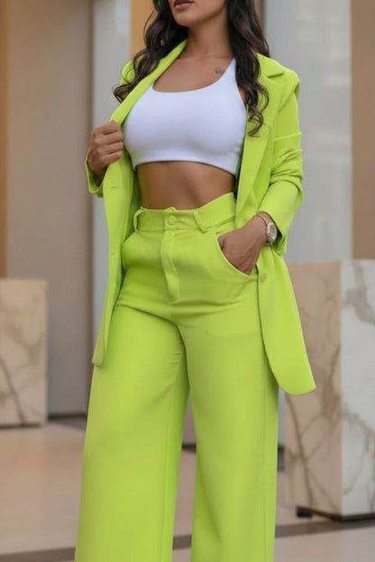 Completo Donna Elegante Blazer e Pantaloni a Vita Alta – Casual Chic