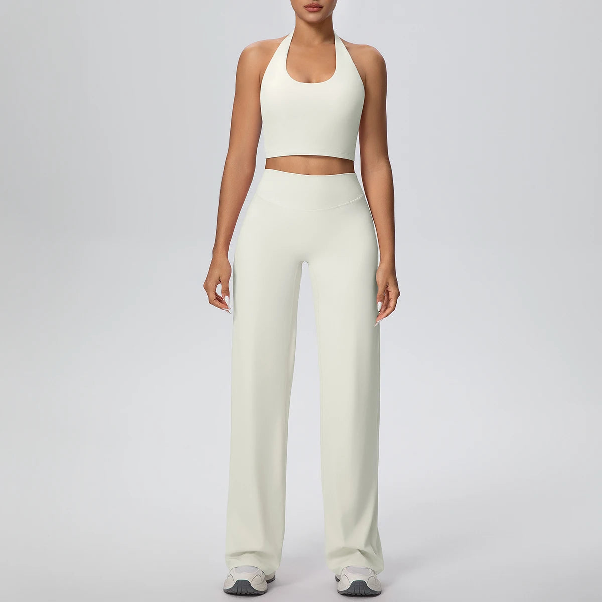 Completo Donna Sportivo a Due Pezzi – Top Crop e Pantaloni Palazzo