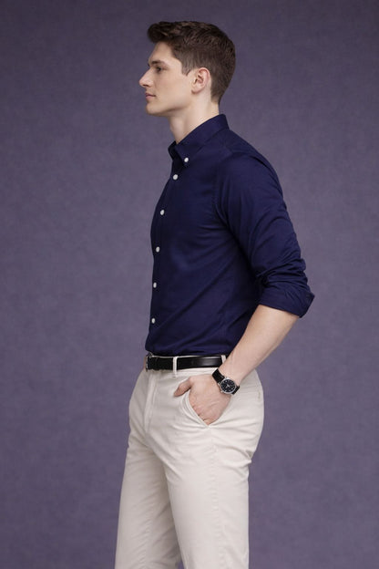 Camicia Uomo Blu Navy Slim Fit – Eleganza Casual in Cotone Premium