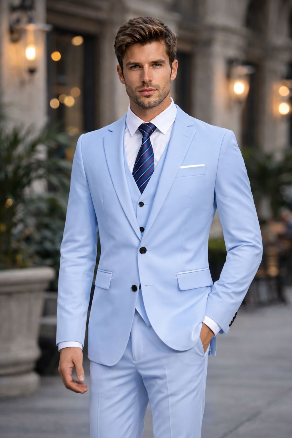 Abito Elegante Uomo Blu Slim Fit – Completo Giacca e Pantalone per Cerimonia, Eventi e Occasioni Formali