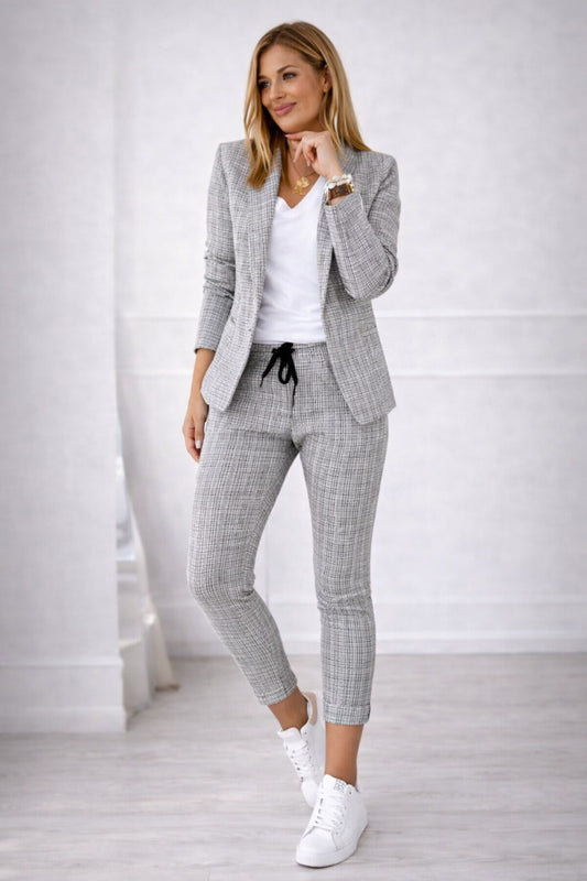 Completo Donna a Quadretti – Blazer e Pantaloni Casual chic