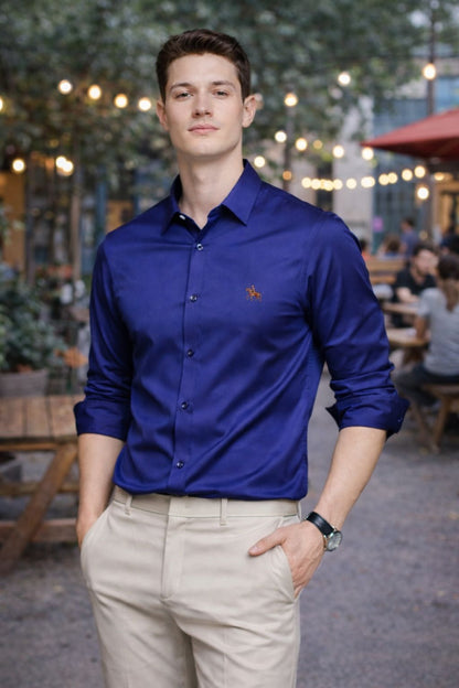 Camicia Uomo Blu Navy Slim Fit – Eleganza Casual in Cotone Premium