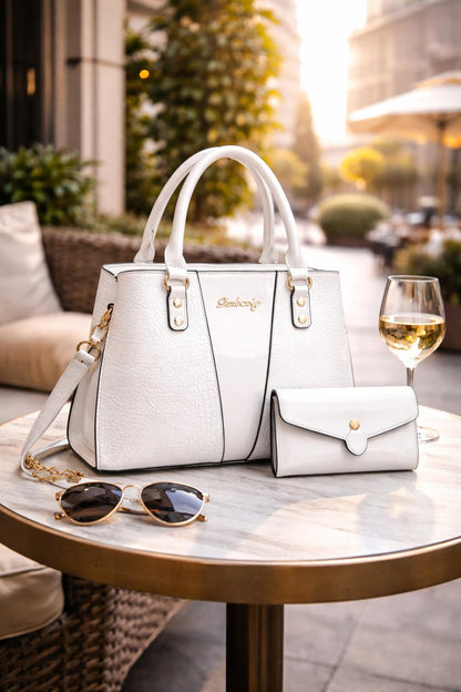 Borsa Luxury Croco Gloss – Set Elegante con Pochette Abbinata)