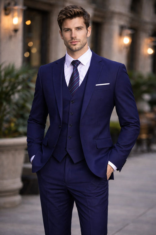 Abito Elegante Uomo Blu Slim Fit – Completo Giacca e Pantalone per Cerimonia, Eventi e Occasioni Formali
