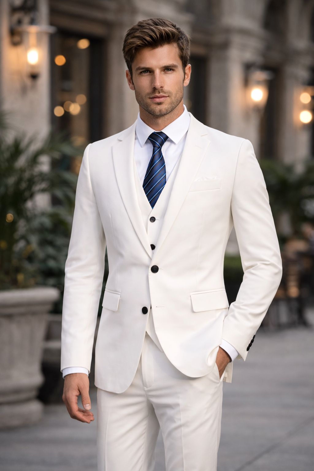 Abito Elegante Uomo Blu Slim Fit – Completo Giacca e Pantalone per Cerimonia, Eventi e Occasioni Formali