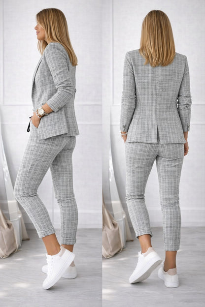 Completo Donna a Quadretti – Blazer e Pantaloni Casual chic