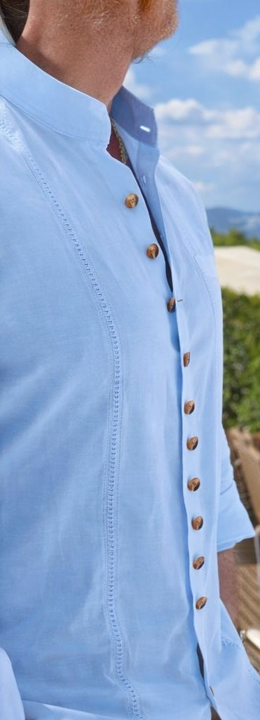 Camicia Uomo Elegante Slim Fit con Collo Coreano – Stile Casual Chic in Cotone Misto