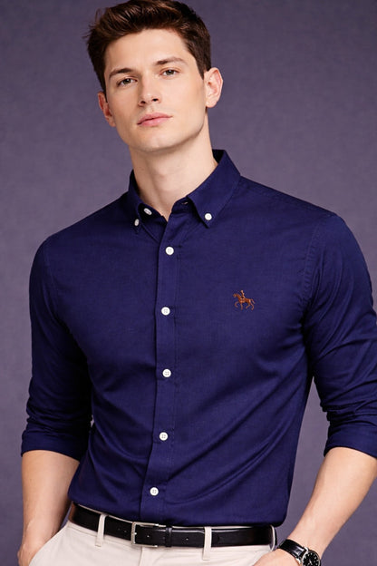 Camicia Uomo Blu Navy Slim Fit – Eleganza Casual in Cotone Premium