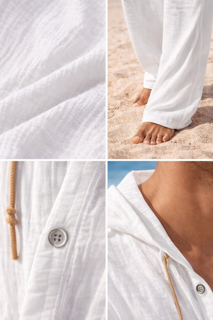 Completo Uomo in Lino Bianco – Eleganza Naturale