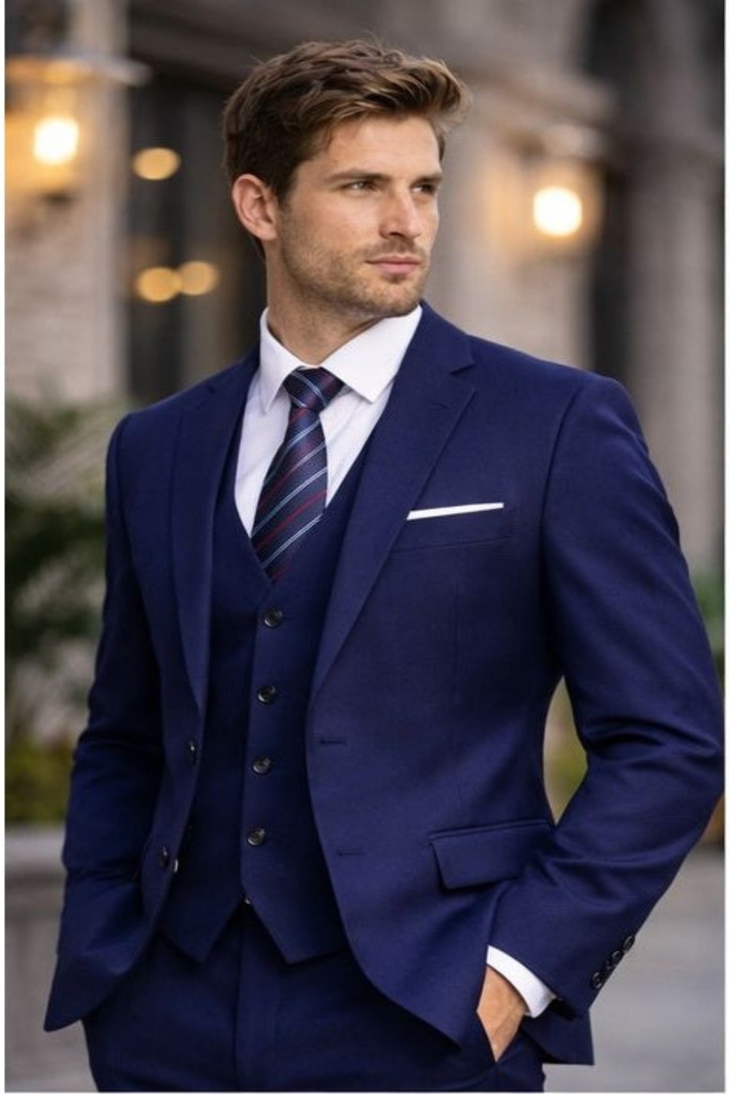 Abito Elegante Uomo Blu Slim Fit – Completo Giacca e Pantalone per Cerimonia, Eventi e Occasioni Formali